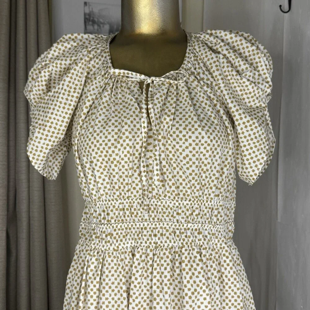 ANTHROPOLOGIE Somerset Puff Sleeve Edition Neutral Motif S Small - Picture 2 of 11